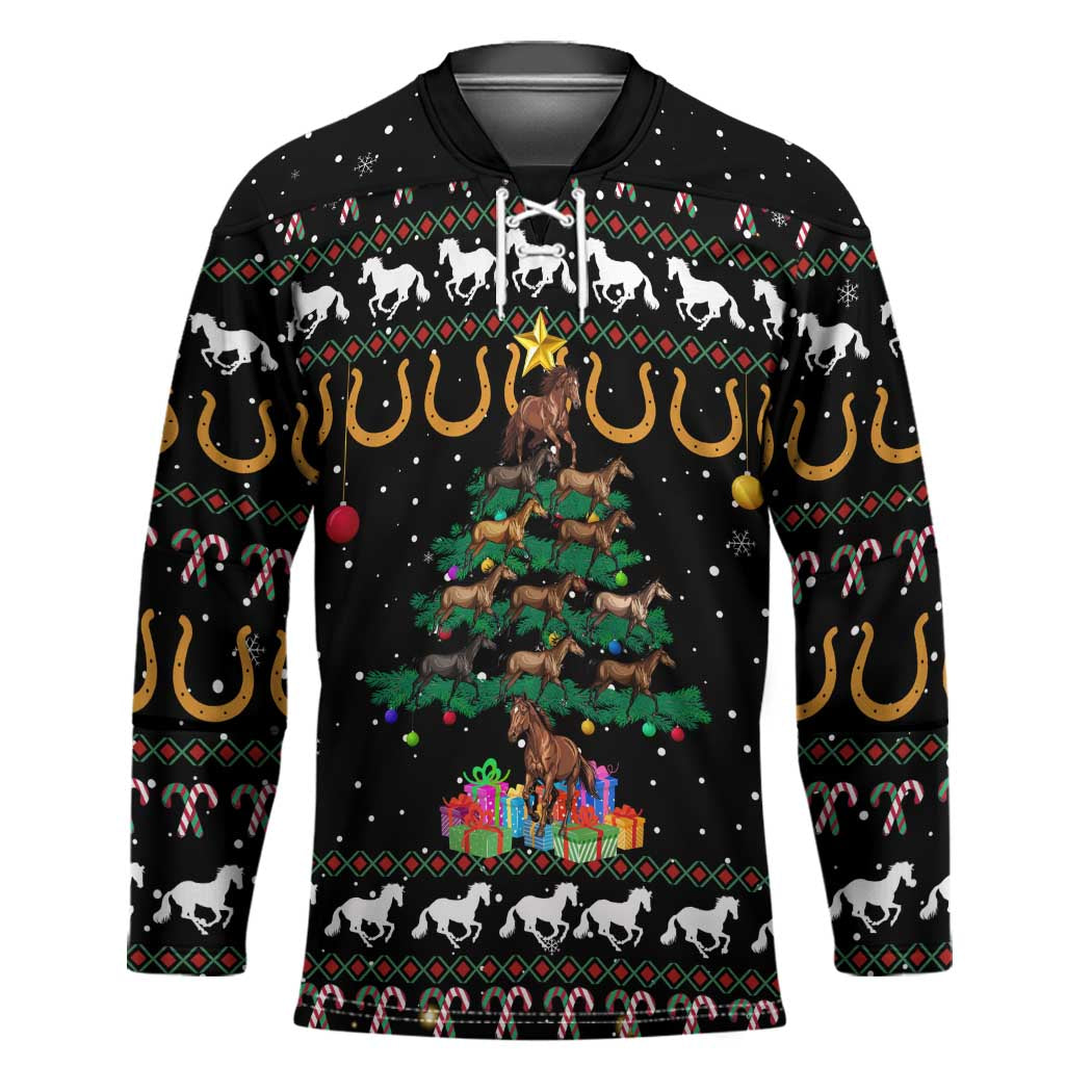 Horse Christmas Tree Christmas Design Hockey Jersey Xmas Holiday Patterns - Wonder Print Shop