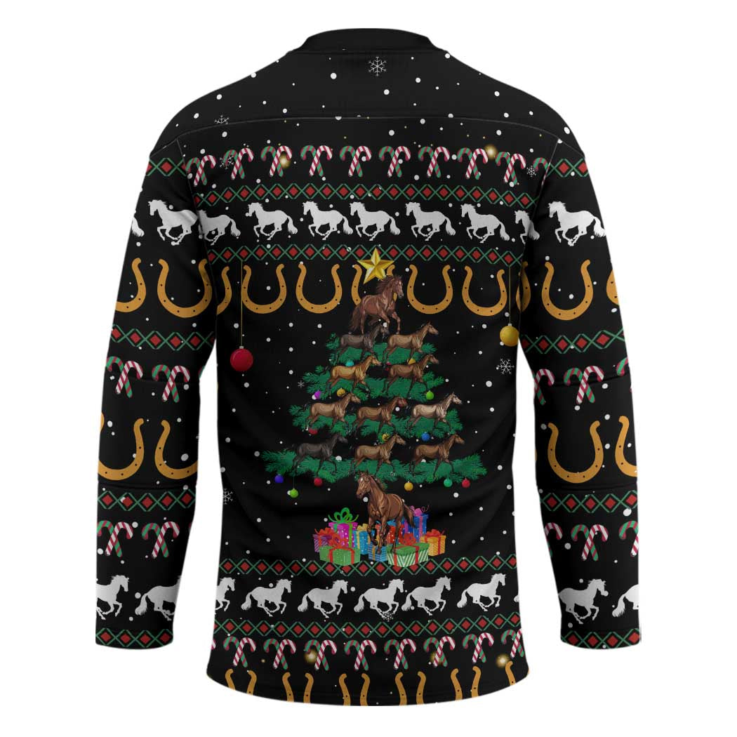 Horse Christmas Tree Christmas Design Hockey Jersey Xmas Holiday Patterns - Wonder Print Shop