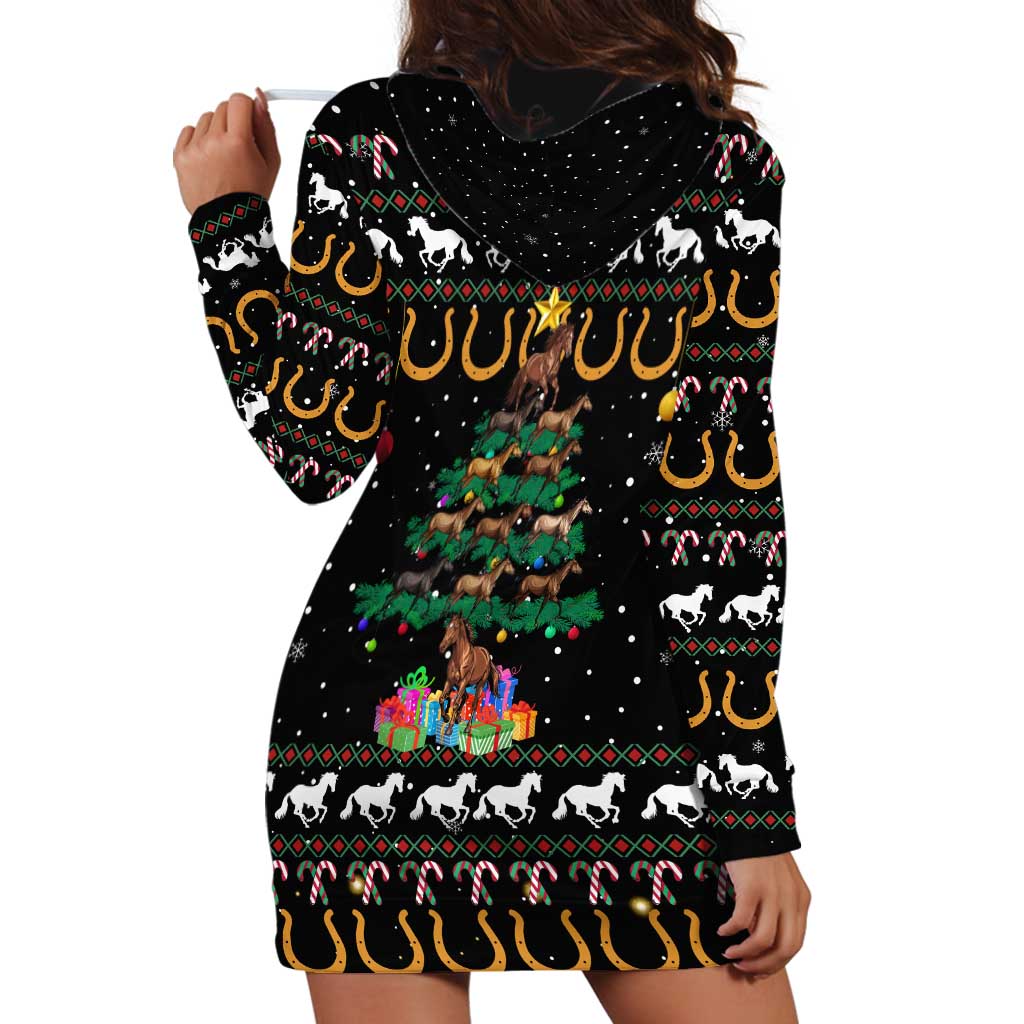 Horse Christmas Tree Christmas Design Hoodie Dress Xmas Holiday Patterns - Wonder Print Shop
