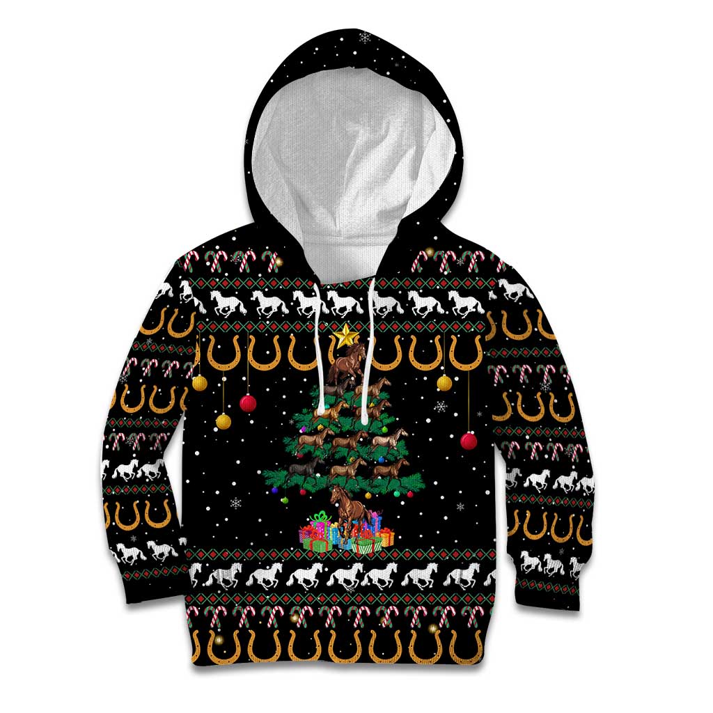 Horse Christmas Tree Christmas Design Kid Hoodie Xmas Holiday Patterns - Wonder Print Shop