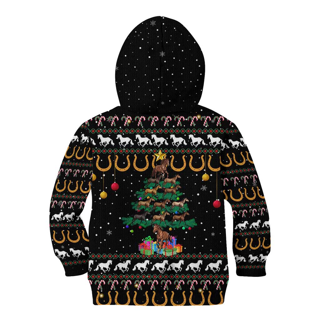 Horse Christmas Tree Christmas Design Kid Hoodie Xmas Holiday Patterns - Wonder Print Shop