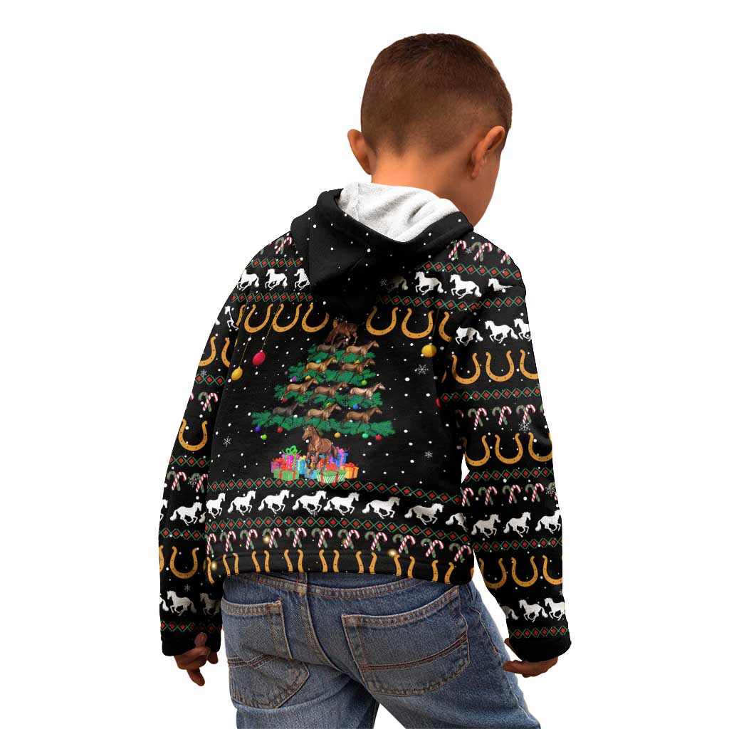 Horse Christmas Tree Christmas Design Kid Hoodie Xmas Holiday Patterns - Wonder Print Shop