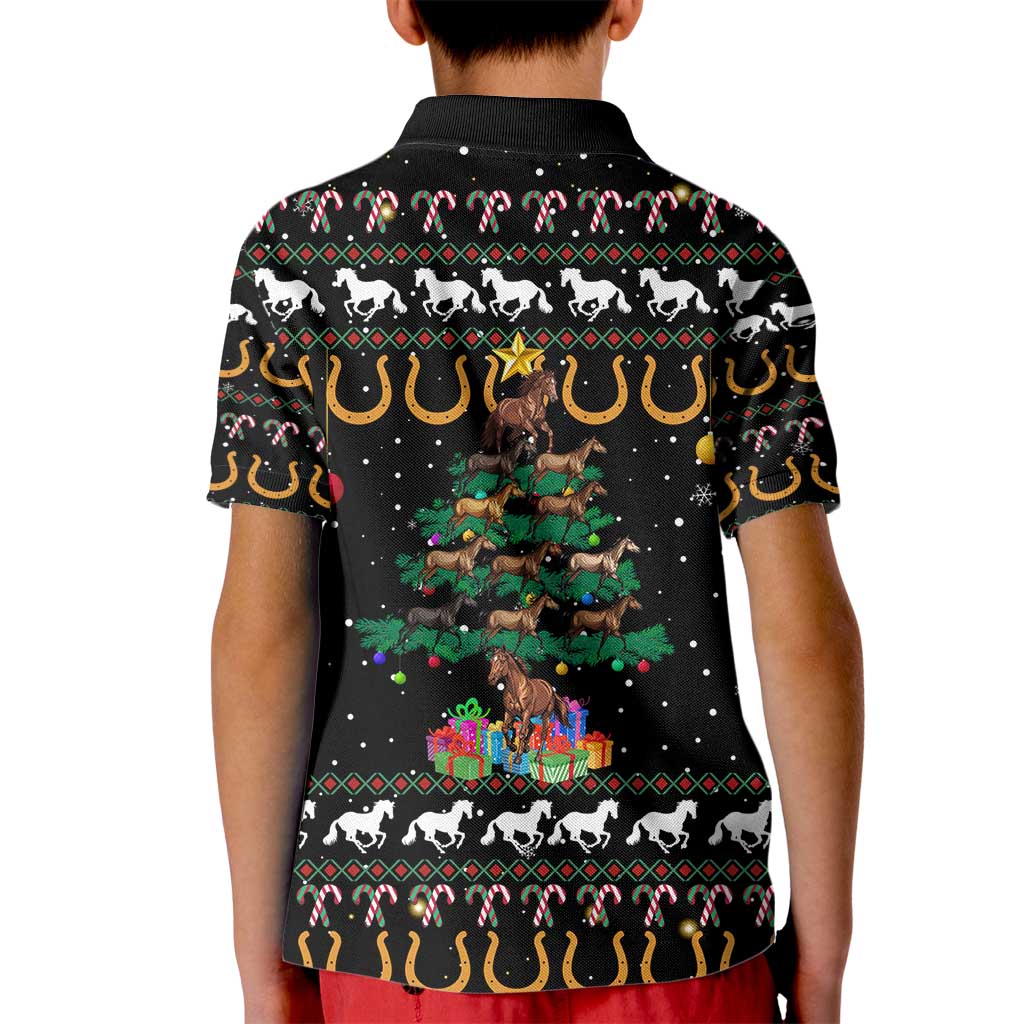 Horse Christmas Tree Christmas Design Kid Polo Shirt Xmas Holiday Patterns - Wonder Print Shop