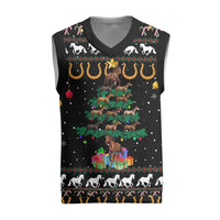Horse Christmas Tree Christmas Design Christmas Knitted V-Neck Vest Xmas Holiday Patterns - Wonder Print Shop