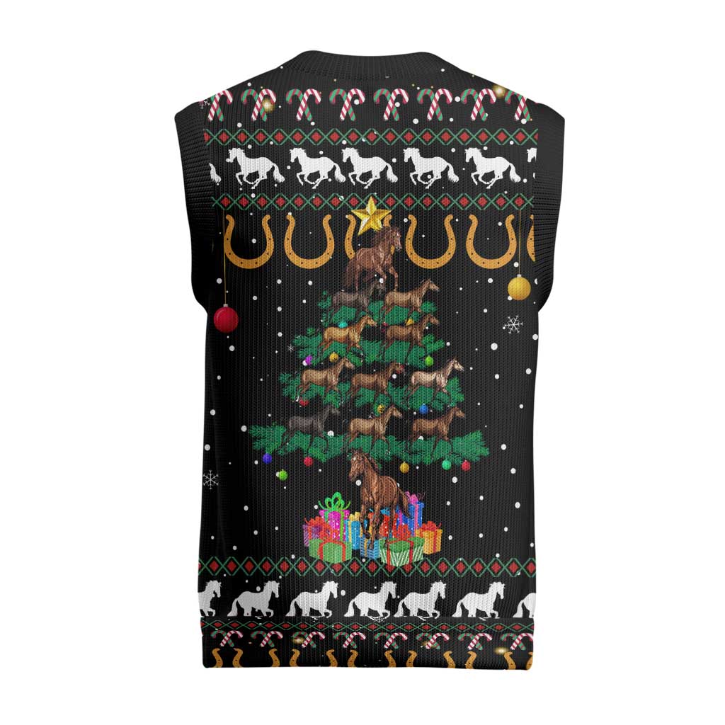 Horse Christmas Tree Christmas Design Christmas Knitted V-Neck Vest Xmas Holiday Patterns - Wonder Print Shop