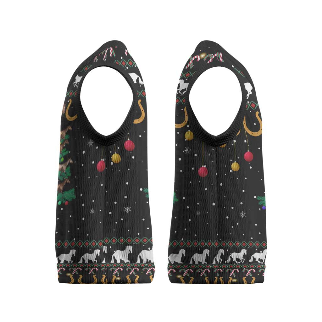 Horse Christmas Tree Christmas Design Christmas Knitted V-Neck Vest Xmas Holiday Patterns - Wonder Print Shop