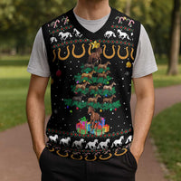 Horse Christmas Tree Christmas Design Christmas Knitted V-Neck Vest Xmas Holiday Patterns - Wonder Print Shop