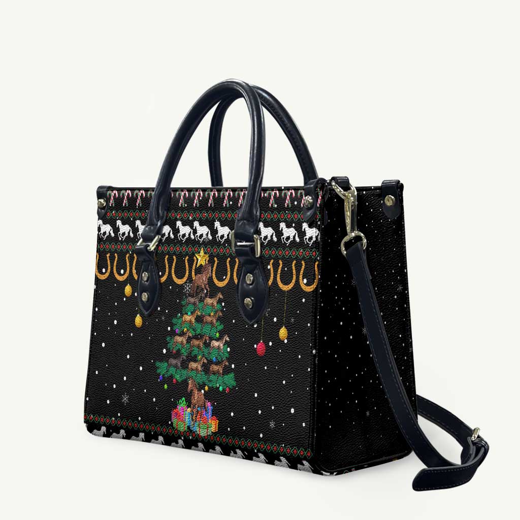 Horse Christmas Tree Christmas Design Leather Bag Xmas Holiday Patterns - Wonder Print Shop