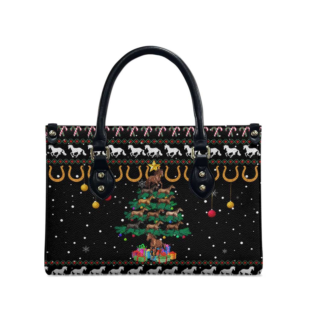 Horse Christmas Tree Christmas Design Leather Bag Xmas Holiday Patterns - Wonder Print Shop