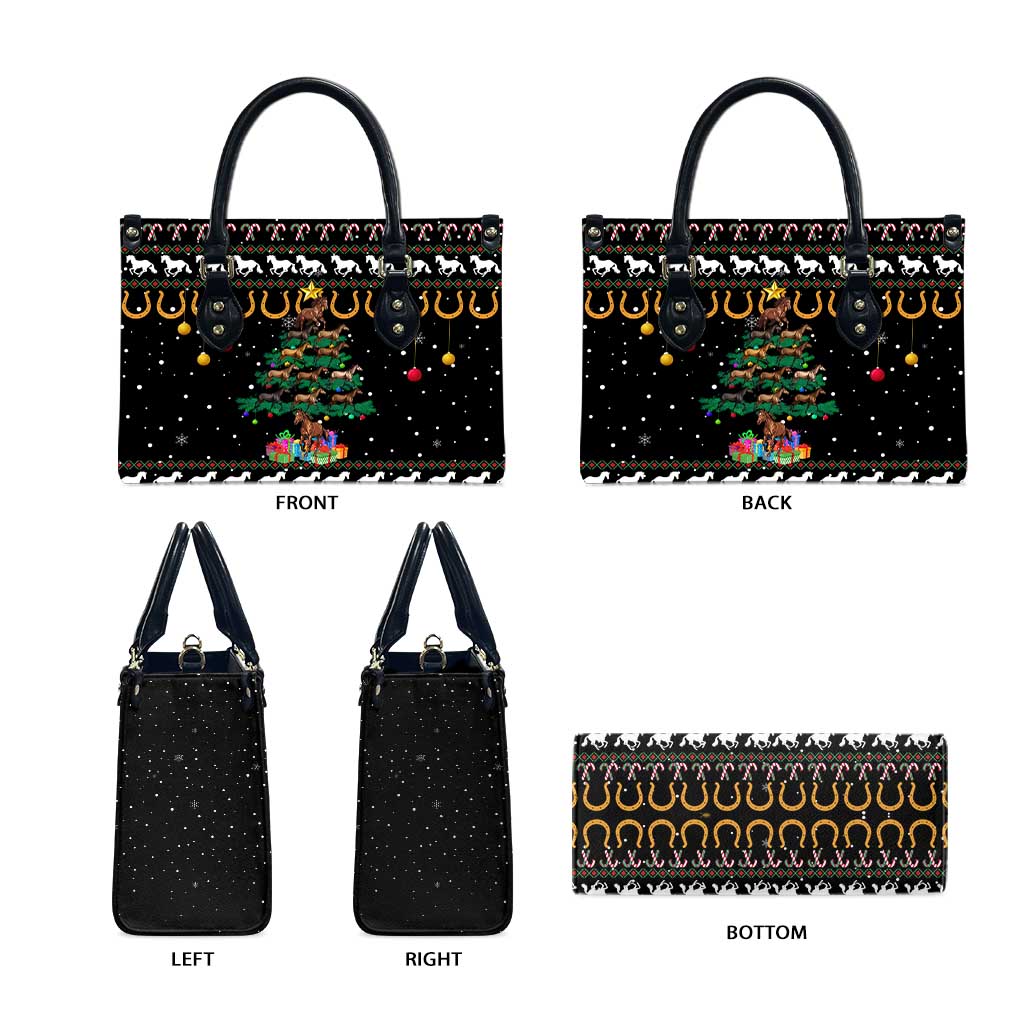 Horse Christmas Tree Christmas Design Leather Bag Xmas Holiday Patterns - Wonder Print Shop