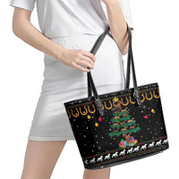 Horse Christmas Tree Christmas Design Leather Tote Bag Xmas Holiday Patterns - Wonder Print Shop