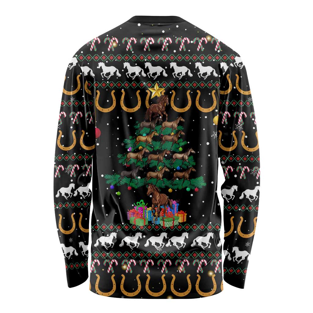 Horse Christmas Tree Christmas Design Long Sleeve Shirt Xmas Holiday Patterns - Wonder Print Shop