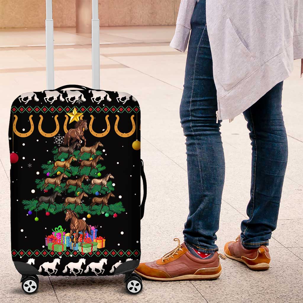 Horse Christmas Tree Christmas Design Luggage Cover Xmas Holiday Patterns - Wonder Print Shop