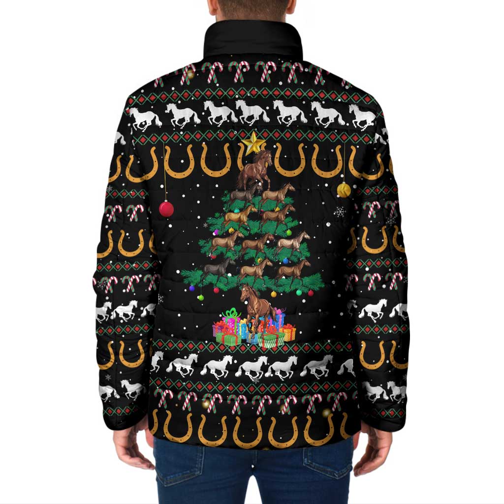 Horse Christmas Tree Christmas Design Padded Jacket Xmas Holiday Patterns - Wonder Print Shop