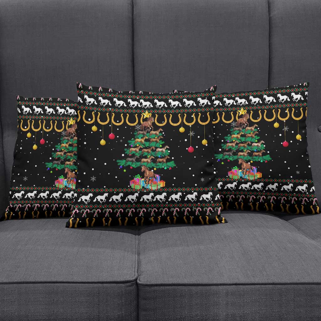 Horse Christmas Tree Christmas Design Pillow Cover Xmas Holiday Patterns - Wonder Print Shop