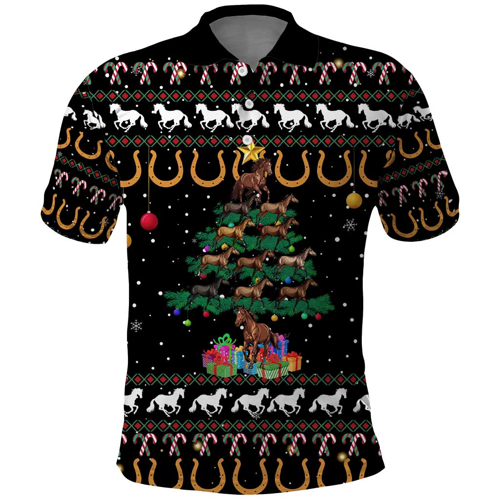 Horse Christmas Tree Christmas Design Polo Shirt Xmas Holiday Patterns - Wonder Print Shop