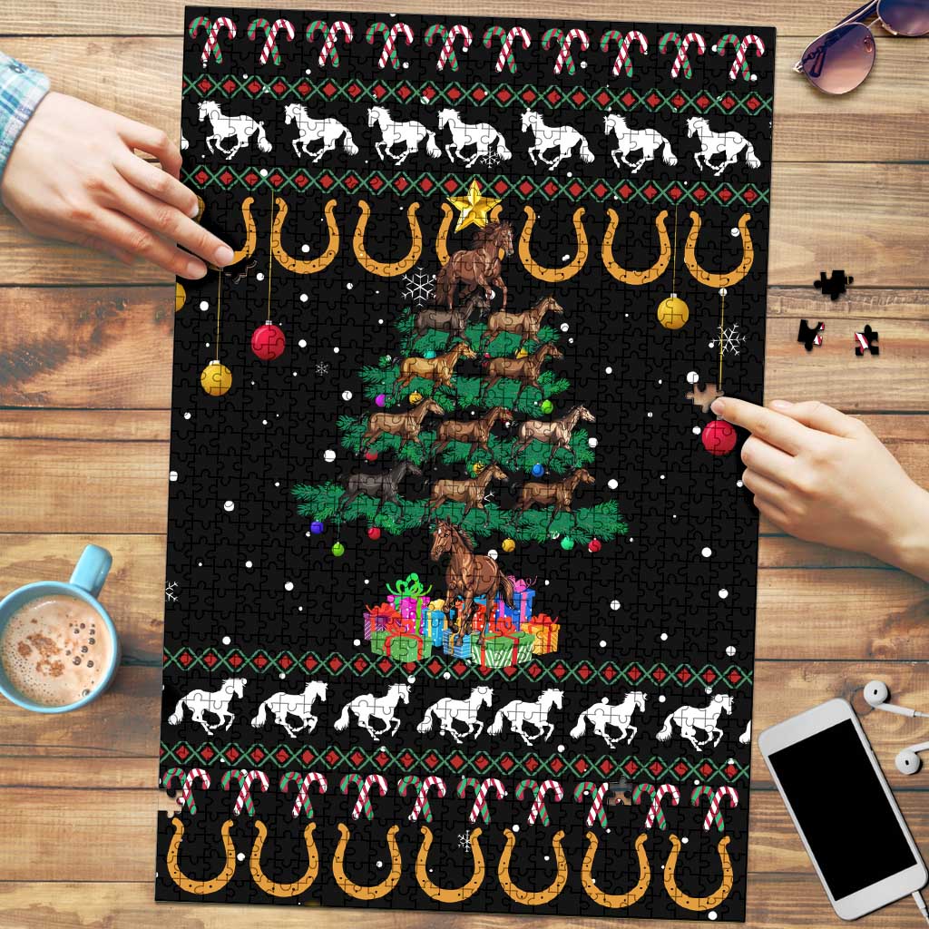 Horse Christmas Tree Christmas Design Puzzle Xmas Holiday Patterns - Wonder Print Shop