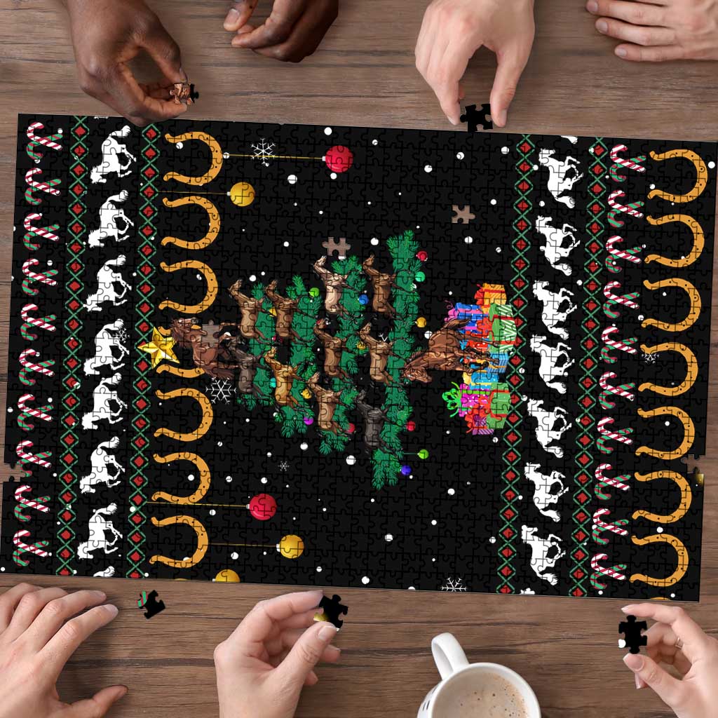 Horse Christmas Tree Christmas Design Puzzle Xmas Holiday Patterns - Wonder Print Shop