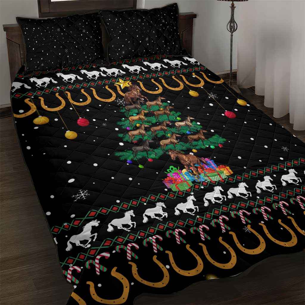Horse Christmas Tree Christmas Design Quilt Bed Set Xmas Holiday Patterns - Wonder Print Shop