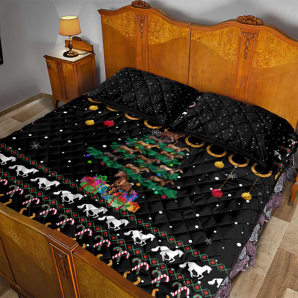 Horse Christmas Tree Christmas Design Quilt Bed Set Xmas Holiday Patterns - Wonder Print Shop
