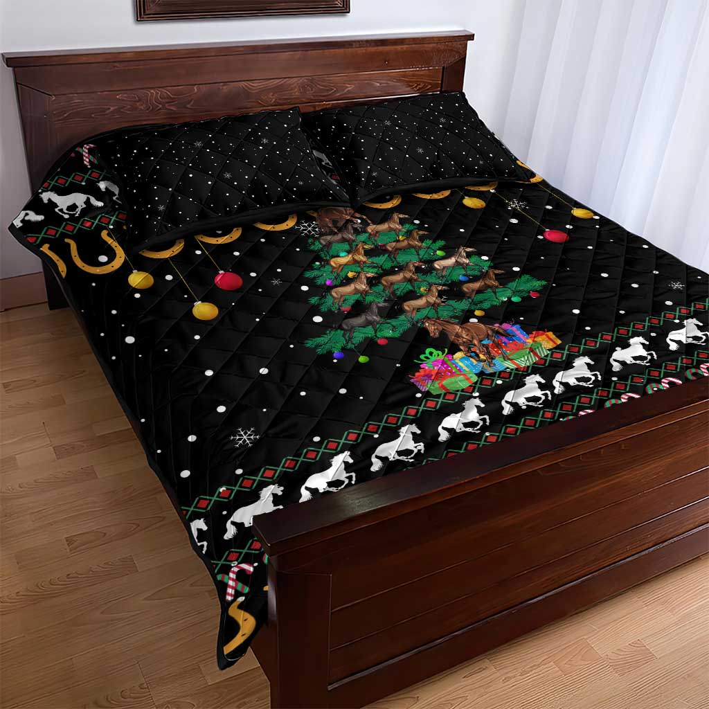 Horse Christmas Tree Christmas Design Quilt Bed Set Xmas Holiday Patterns - Wonder Print Shop