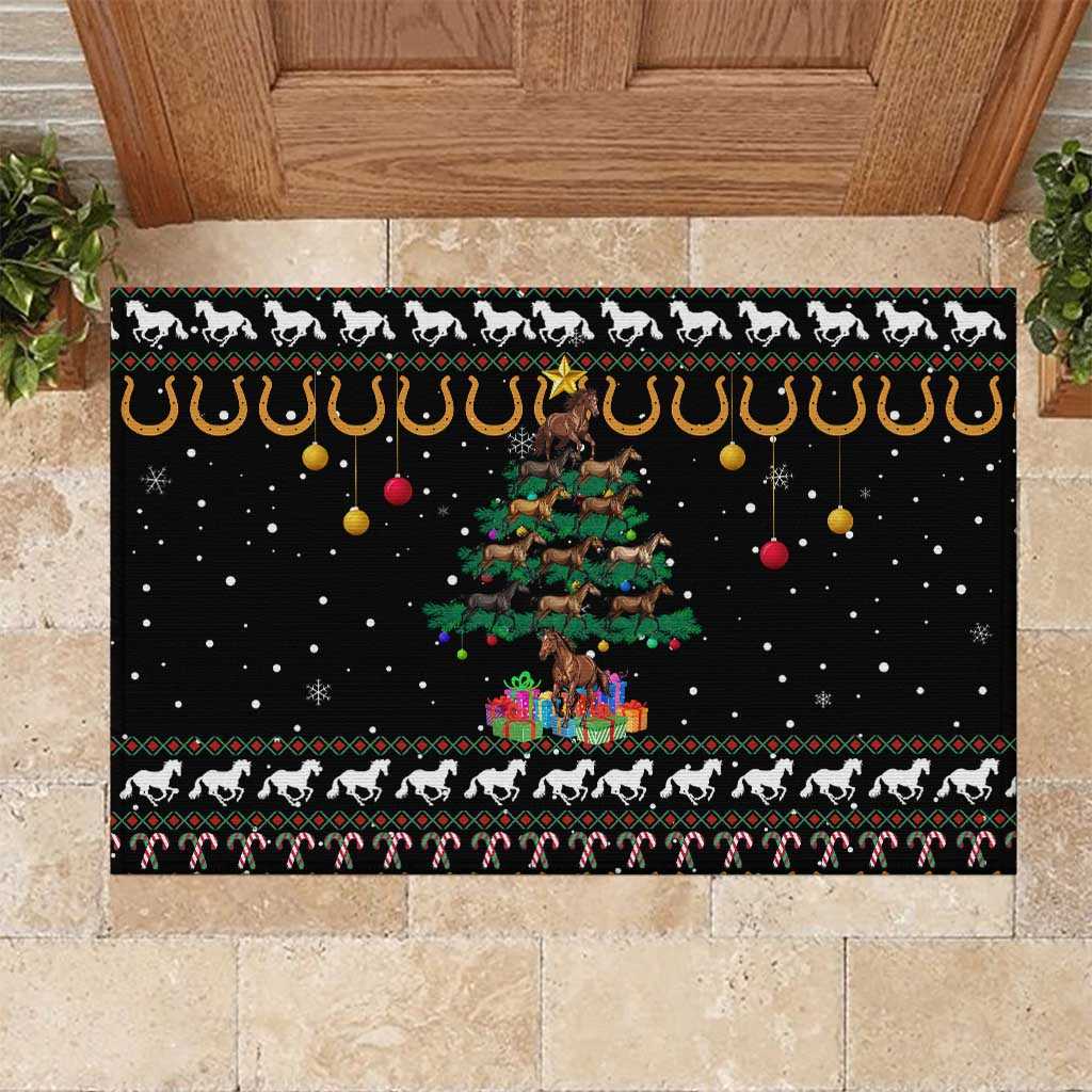 Horse Christmas Tree Christmas Design Rubber Doormat Xmas Holiday Patterns - Wonder Print Shop