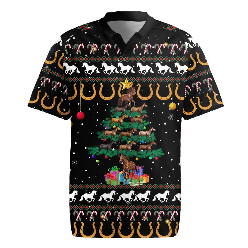 Horse Christmas Tree Christmas Design Rugby Jersey Xmas Holiday Patterns - Wonder Print Shop