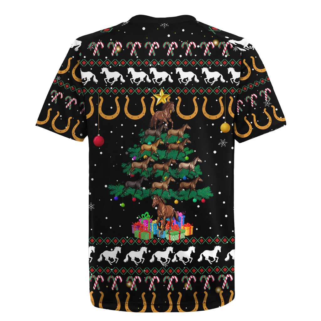 Horse Christmas Tree Christmas Design Rugby Jersey Xmas Holiday Patterns - Wonder Print Shop