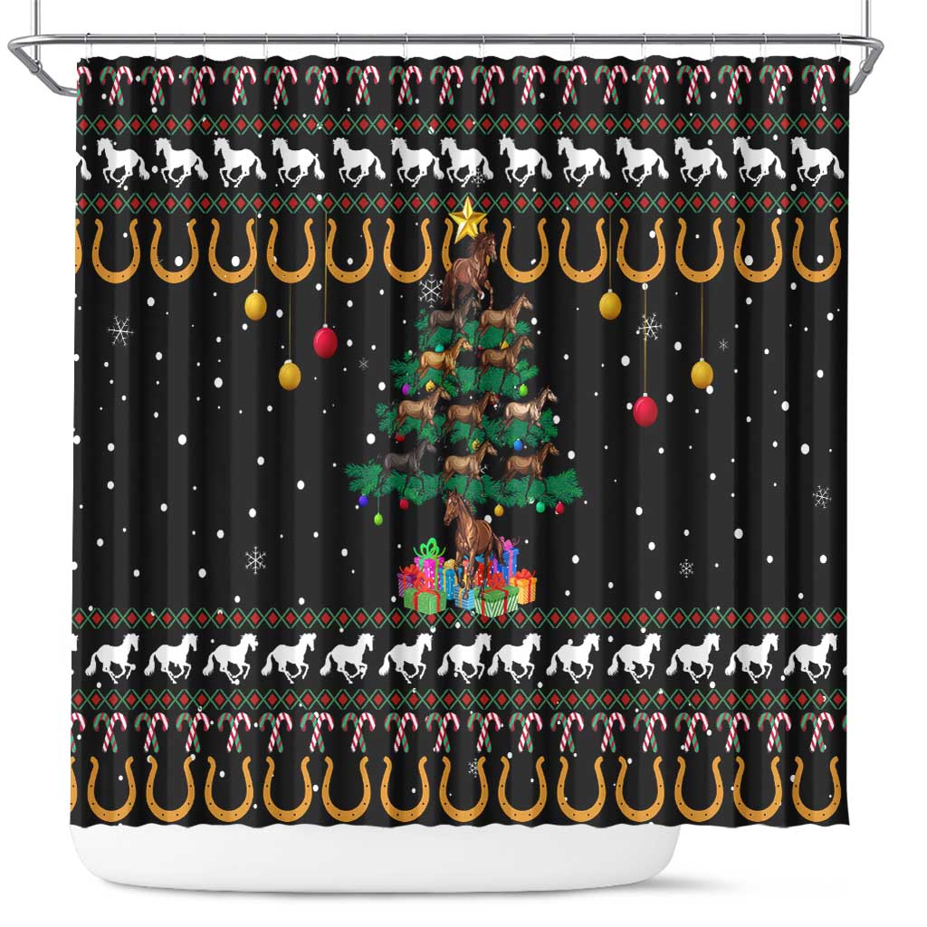 Horse Christmas Tree Christmas Design Shower Curtain Xmas Holiday Patterns - Wonder Print Shop