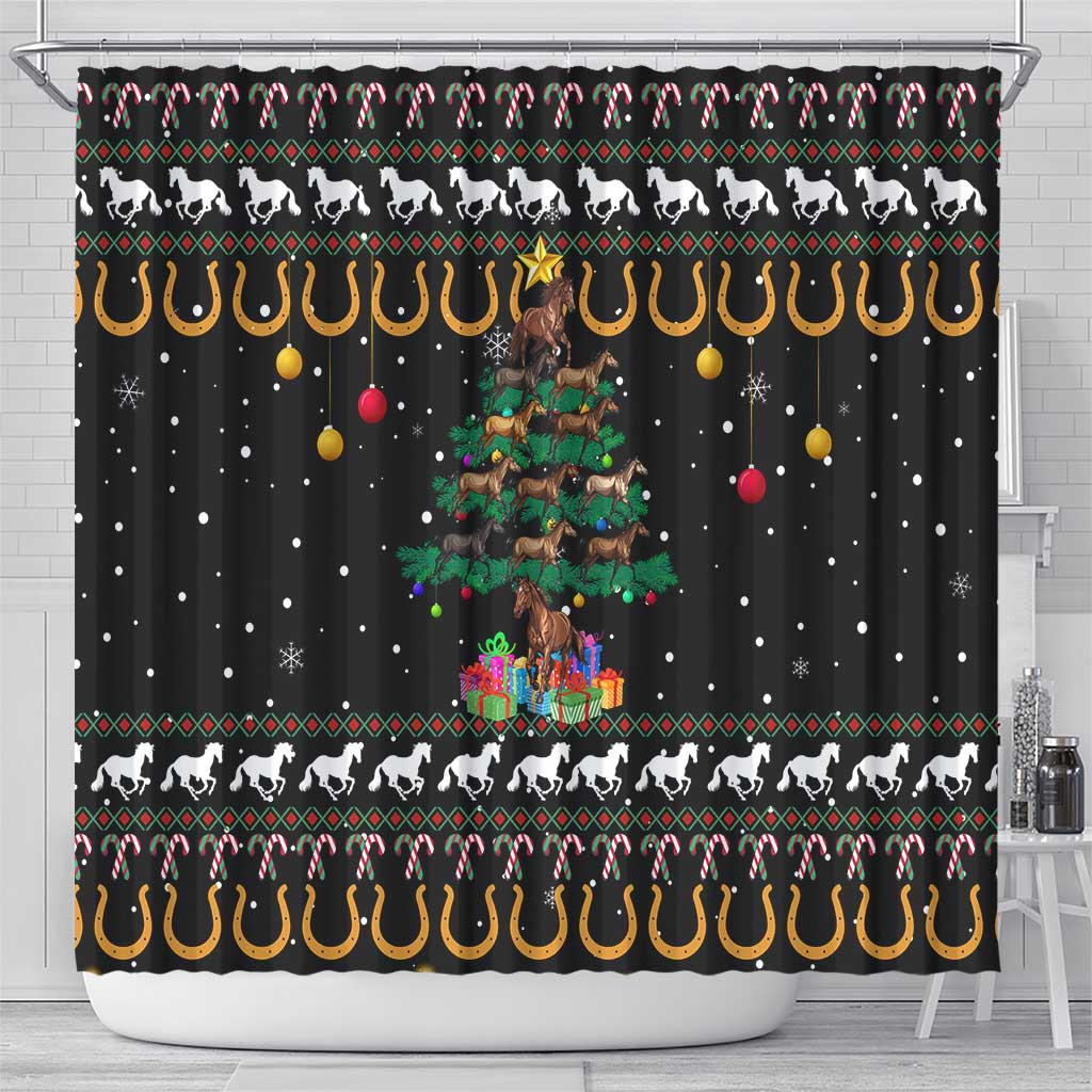 Horse Christmas Tree Christmas Design Shower Curtain Xmas Holiday Patterns - Wonder Print Shop