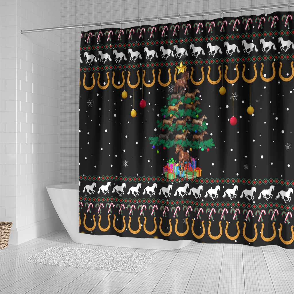 Horse Christmas Tree Christmas Design Shower Curtain Xmas Holiday Patterns - Wonder Print Shop