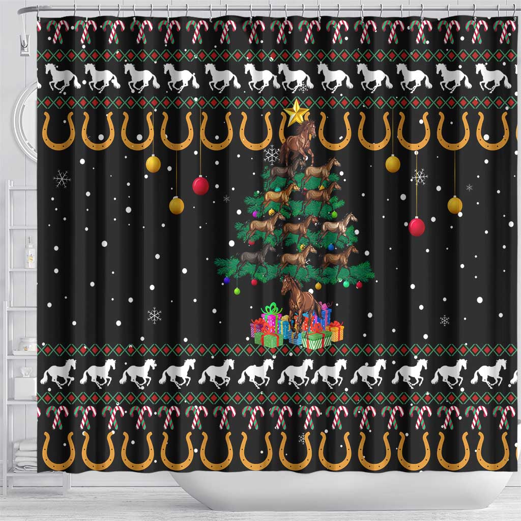 Horse Christmas Tree Christmas Design Shower Curtain Xmas Holiday Patterns - Wonder Print Shop