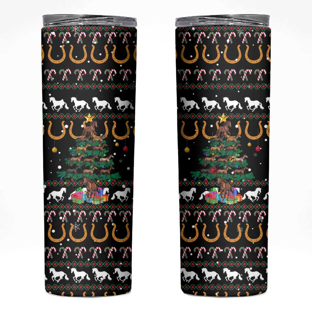 Horse Christmas Tree Christmas Design Skinny Tumbler Xmas Holiday Patterns - Wonder Print Shop