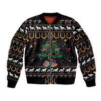 Horse Christmas Tree Christmas Design Sleeve Zip Bomber Jacket Xmas Holiday Patterns - Wonder Print Shop