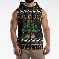 Horse Christmas Tree Christmas Design Sleeveless Zip Hoodie Xmas Holiday Patterns - Wonder Print Shop