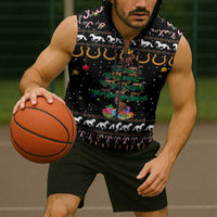 Horse Christmas Tree Christmas Design Sleeveless Zip Hoodie Xmas Holiday Patterns - Wonder Print Shop