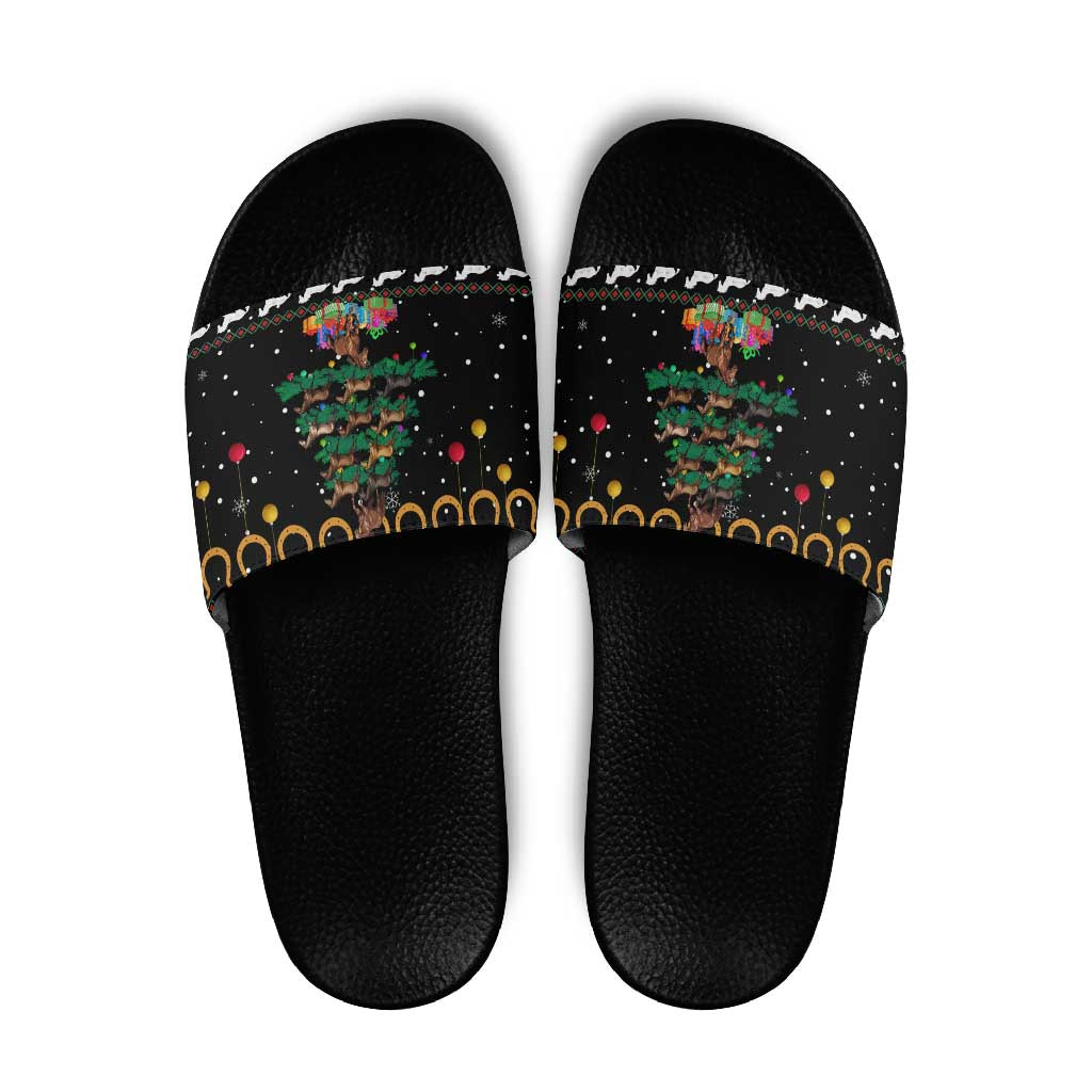 Horse Christmas Tree Christmas Design Slide Sandals Xmas Holiday Patterns - Wonder Print Shop