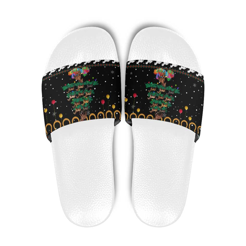 Horse Christmas Tree Christmas Design Slide Sandals Xmas Holiday Patterns - Wonder Print Shop
