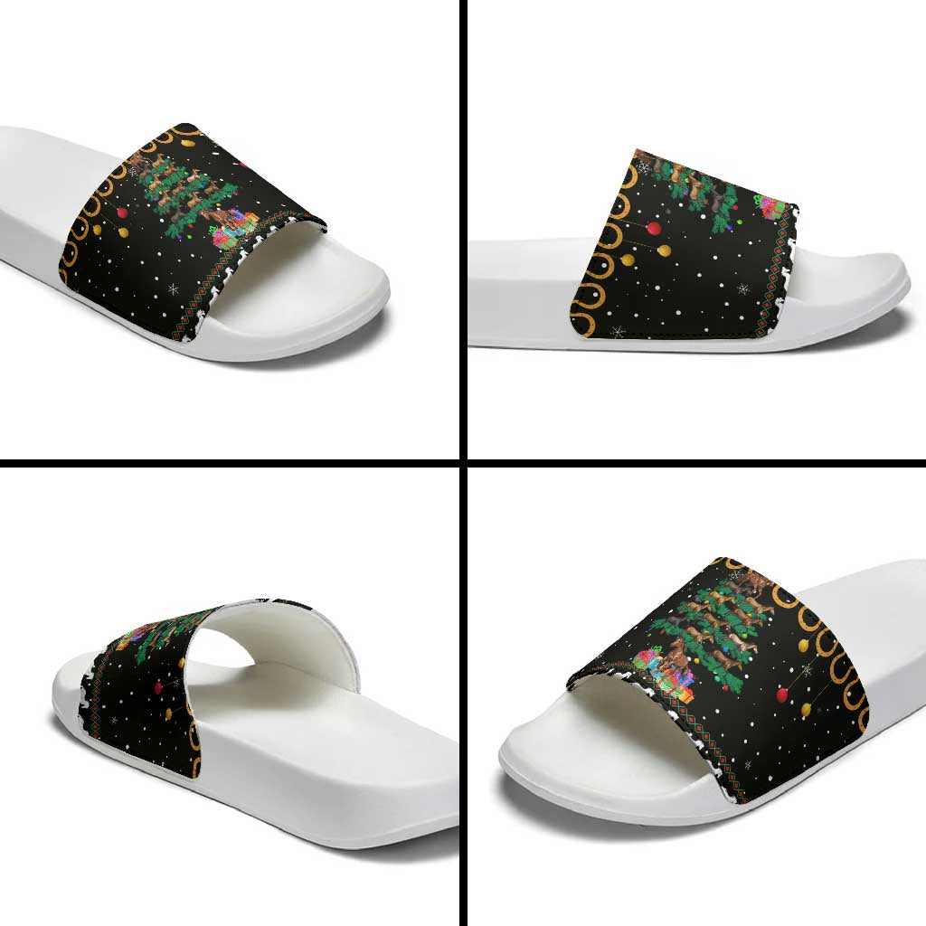 Horse Christmas Tree Christmas Design Slide Sandals Xmas Holiday Patterns - Wonder Print Shop