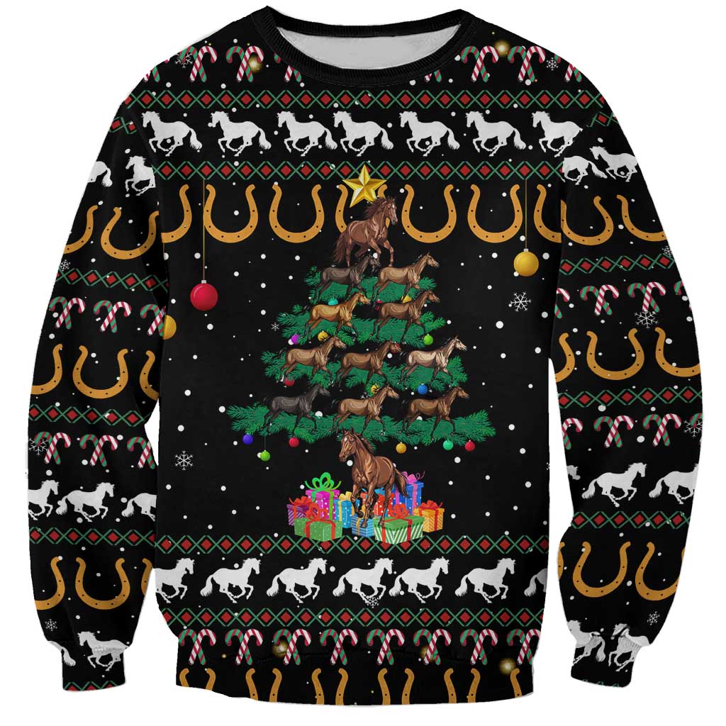 Horse Christmas Tree Christmas Design Sweatshirt Xmas Holiday Patterns - Wonder Print Shop