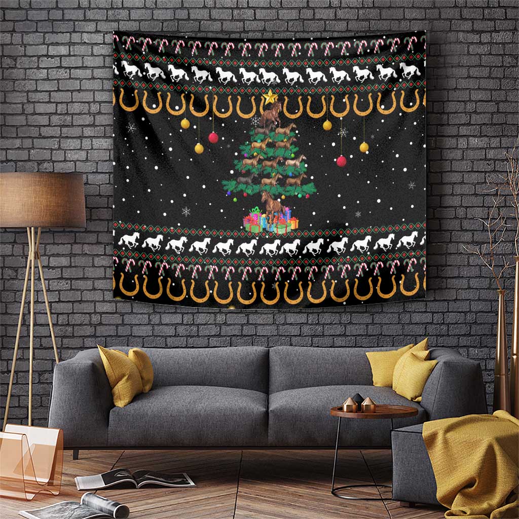 Horse Christmas Tree Christmas Design Tapestry Xmas Holiday Patterns - Wonder Print Shop