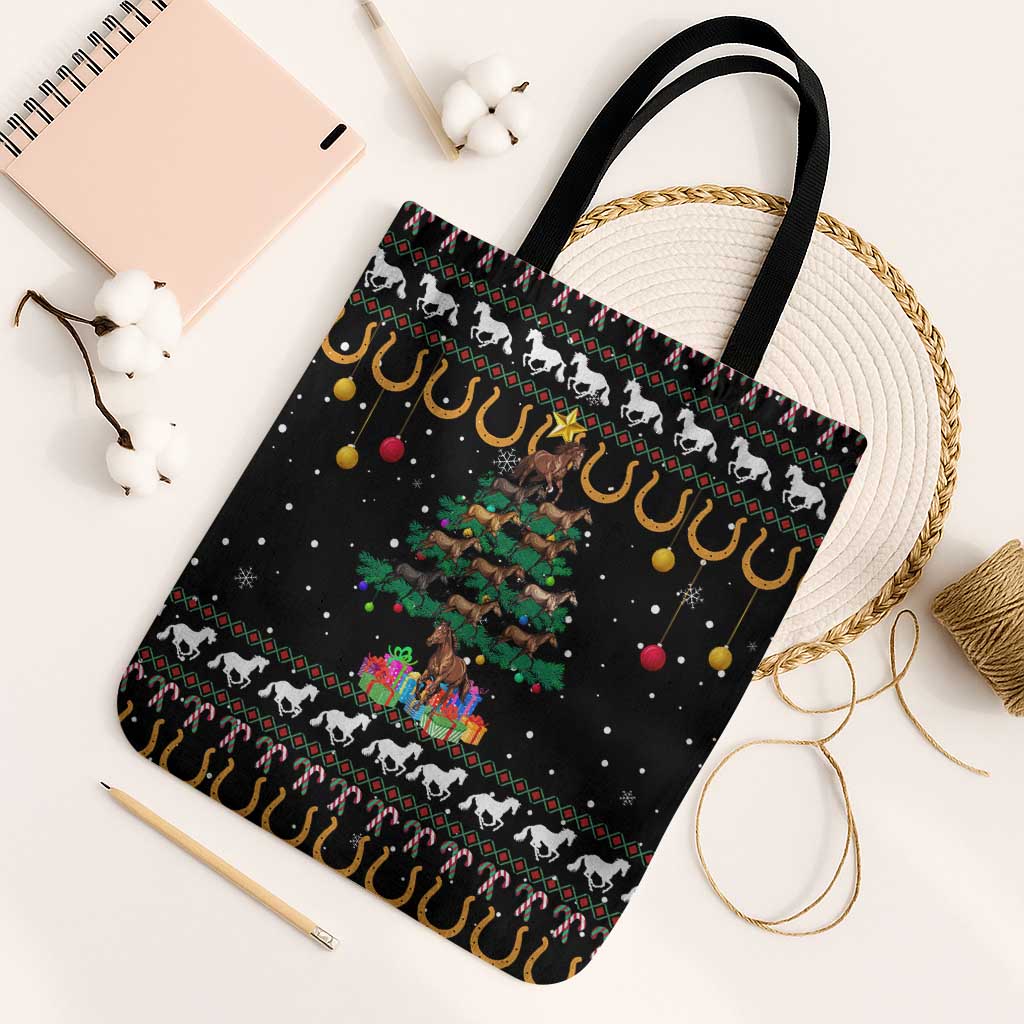 Horse Christmas Tree Christmas Design Tote Bag Xmas Holiday Patterns - Wonder Print Shop