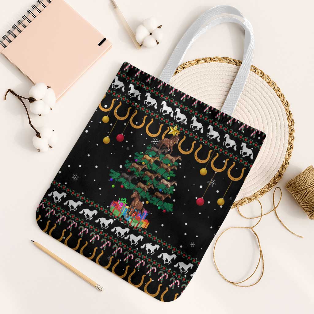 Horse Christmas Tree Christmas Design Tote Bag Xmas Holiday Patterns - Wonder Print Shop