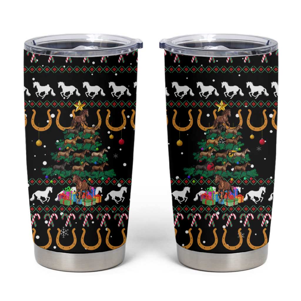 Horse Christmas Tree Christmas Design Tumbler Cup Xmas Holiday Patterns - Wonder Print Shop