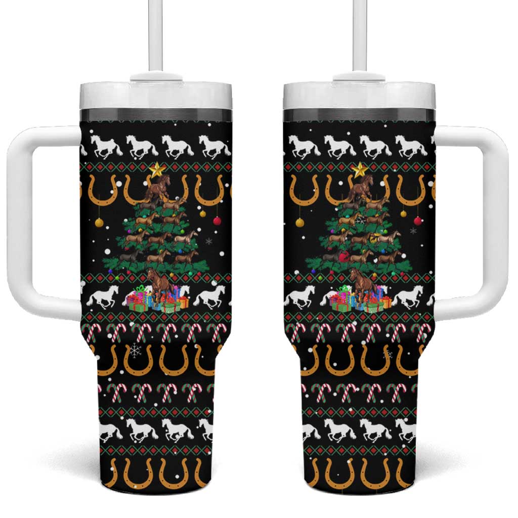 Horse Christmas Tree Christmas Design Tumbler With Handle Xmas Holiday Patterns - Wonder Print Shop