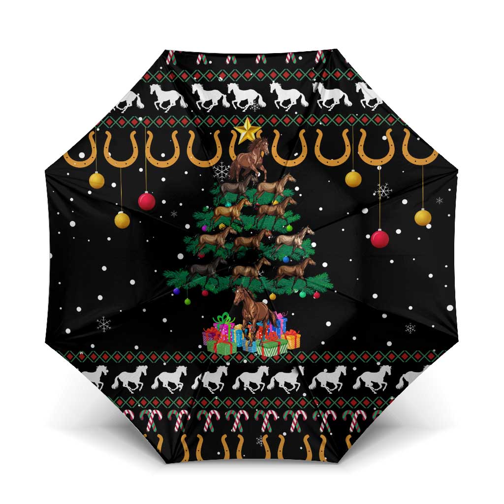 Horse Christmas Tree Christmas Design Umbrella Xmas Holiday Patterns - Wonder Print Shop