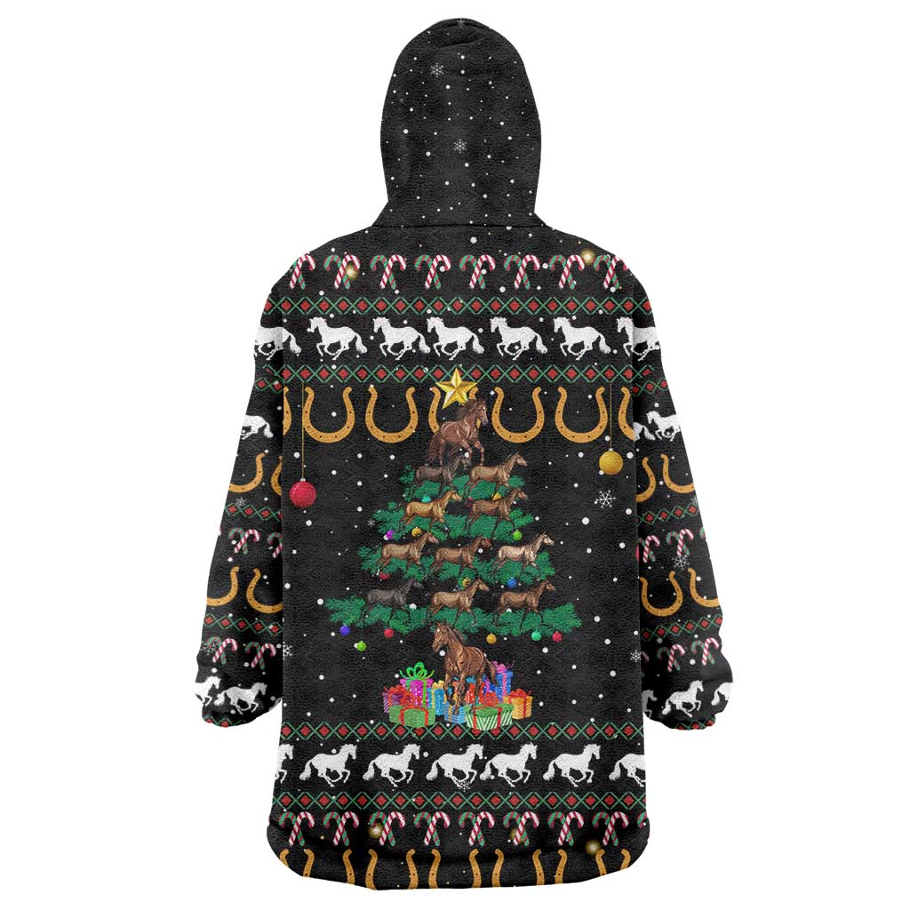 Horse Christmas Tree Christmas Design Wearable Blanket Hoodie Xmas Holiday Patterns - Wonder Print Shop