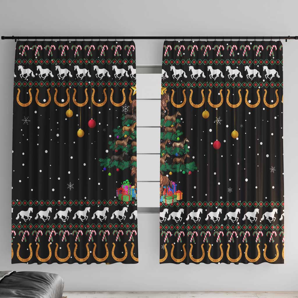Horse Christmas Tree Christmas Design Window Curtain Xmas Holiday Patterns - Wonder Print Shop