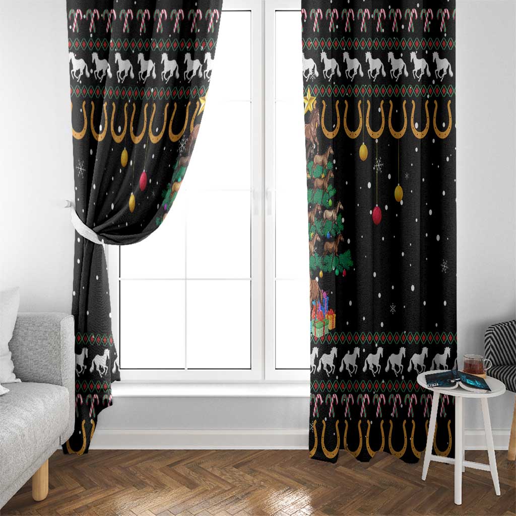 Horse Christmas Tree Christmas Design Window Curtain Xmas Holiday Patterns - Wonder Print Shop
