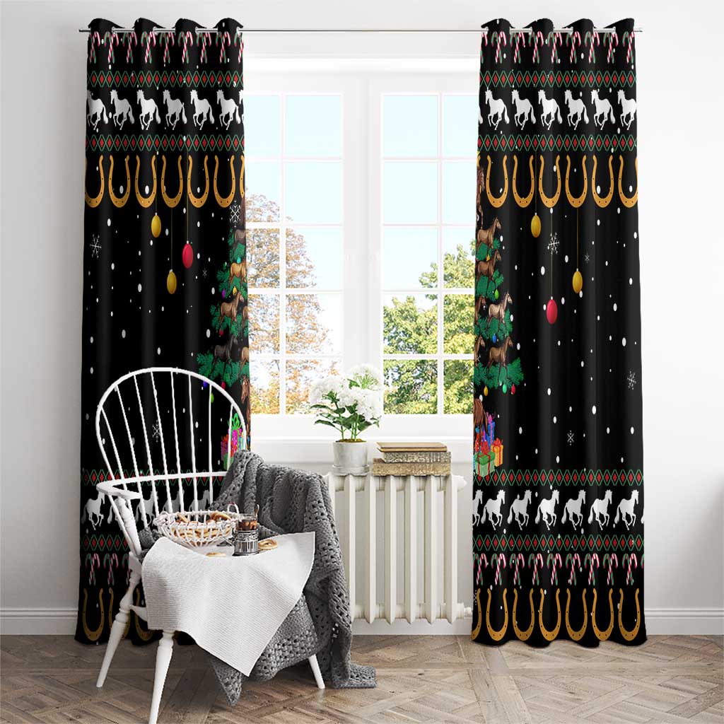 Horse Christmas Tree Christmas Design Window Curtain Xmas Holiday Patterns - Wonder Print Shop